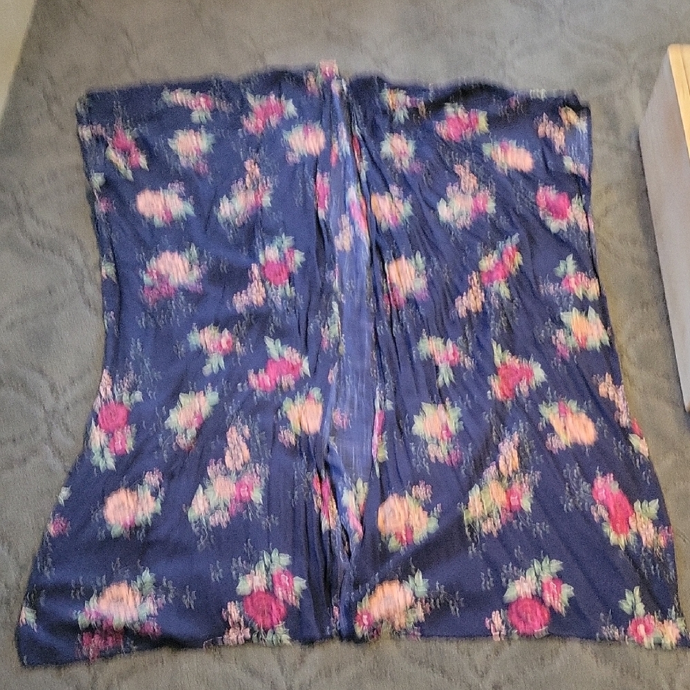 torrid Navy Floral Skirt with Pink & Peach Accents
